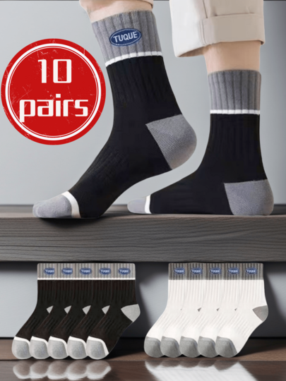 5/10 Pairs Men/Women Soft Knit Mid-Calf Socks, Comfortable Fashion Casual Socks, High Elasticity Breathable Long Tube Socks, Suitable For Men And Women For Daily, Sports Wear, All Seasons