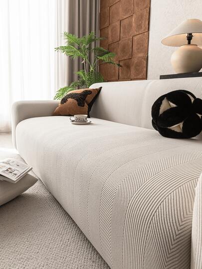 1pc Solid Color High Elastic Sofa Cover, Pet Friendly Anti-Scratch Sofa Protector, Suitable For All Seasons, Machine Washable, Minimalist & Fashionable, Applicable For Living Room, Bedroom, Office Sofa Decor