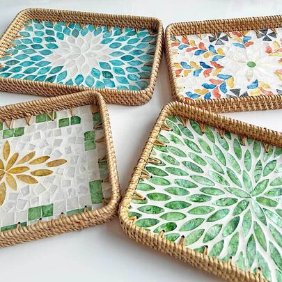 1/2 stuks Fruit Rotan Serveerschaal Japanse Stijl Vierkant Multifunctionele Opbergdoos Duurzaam En Prachtig Voor Restaurant