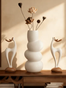 1 pieza Escultura de ciervo de resina, tema de jarrón geométrico, adecuado para varios tipos de habitaciones, excelente para decoración navideña, de Acción de Gracias, Año Nuevo y fiestas en general, sin necesidad de alimentación eléctrica