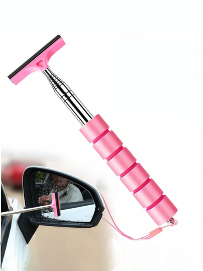 1pc Multi-Functional Car Rear View Mirror Extendable Windshield Wiper, Rain Scraper, Windshield Cleaning Brush,Maximum Scalability Up To 98cm