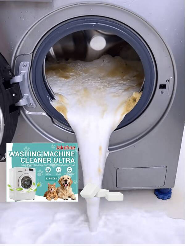 12 piezas/Últimas tabletas de limpieza para lavadora Jakehoe, descontaminación suave y desincrustante, tabletas de limpieza para tambor de lavadora doméstica