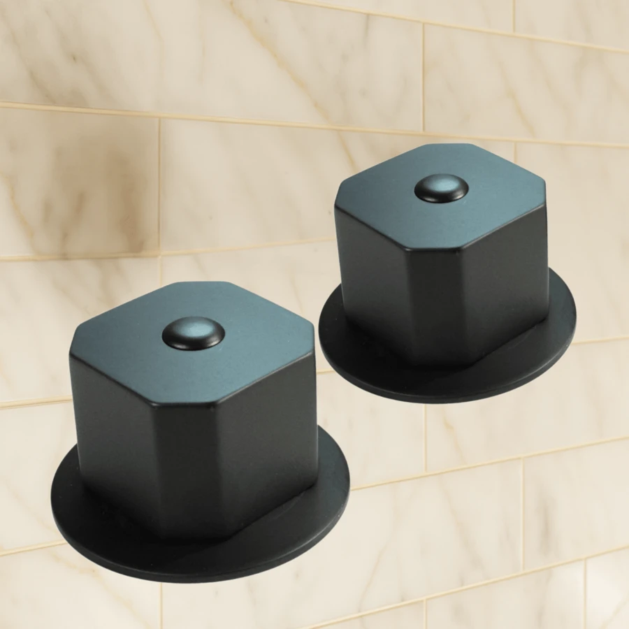Matte Black Finish Shower Handle Set With Escutcheon, Dual Control Of Hot And Cold Water, Easy Installation, Functional Bathroom For Home - 黑色 - 查看 1