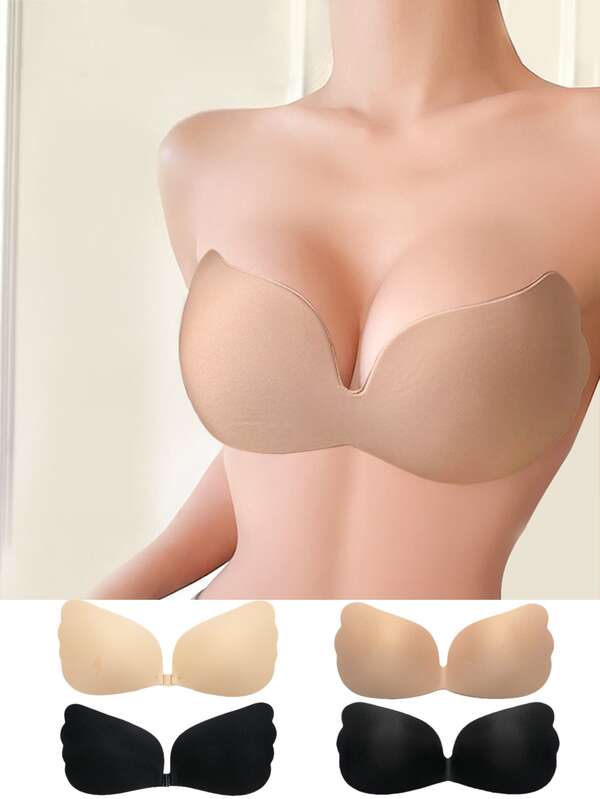 ideaCCSZ Backless Self-Adhesive Bra For Women, One-Piece Type Bras Push-Up Invisible Strapless ,Suitable For Bikini For Strapless Evening Dresses C D E F Large Cup