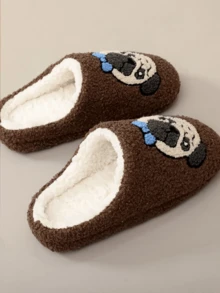 Nuevas zapatillas de casa de felpa con bordado de gato de dibujos animados para hombres y mujeres, zapatillas de invierno - Multicolor - Ver 3