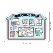 1张“真实犯罪少女侦探”主题贴纸，可爱粉彩“真实犯罪”笔记本电脑贴纸，趣味播客主题乙烯基贴纸，适用于水瓶、保温杯，神秘配饰，防水，送给闺蜜的礼物 - 彩色 - 查看 2