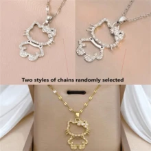 Sanrio 1件三丽鸥卡通人物Hello Kitty可爱镂空吊坠项链，适合作为女士珠宝配饰或礼物 - 彩色 - 查看 5