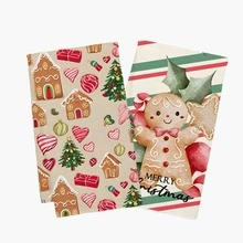 2pcs Christmas Gingerbread Man & Christmas Tree Pattern Kitchen Towels, Soft Polyester Material Dish Cloths, Suitable For Kitchen Decor, Cleaning, Holiday Party Decoration, Kitchen & Bathroom Essentials, Home Decor, Housewarming Gift - Multicolor - View 10