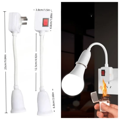 1pc 360° Rotatable Universal Lamp Holder, E27 Screw Socket With Switch, Mini Night Light & Fan Dedicated Lamp Holder, Bedroom Wall Lamp