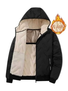 Winter New Outdoor Sports Cotton Jacket Men's Casual Hooded Top Hooded Thick Jacket,Fleece - Black - View 11