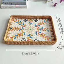 1个/2个水果编织藤托盘，日式方形多功能收纳盒，经久耐用，优雅美观，适合餐厅使用 - 彩色 - 查看 17
