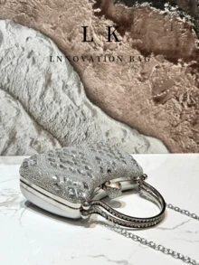 1件套婚礼女士钻石手提包 时尚优雅银色礼服晚宴包 钻石宴会手提包 - 彩色 - 查看 2