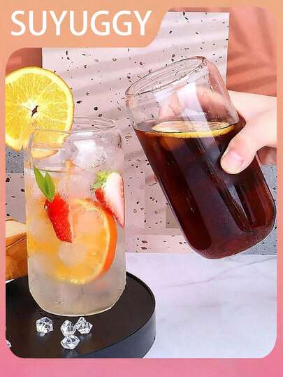 1 pièce Bouteille à paille transparente 400 ml/550 ml, tasse à café en verre moderne pour la maison, le bureau, tasse à cola avec couvercle en bambou. Tasse à boisson froide en verre, gros lot, tasse à café, lait, thé en verre haute résistance au bore