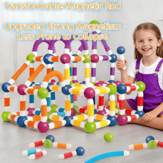 26/36PCS Magnetic Telescoping Rods Building Set, High-Strength Flexible STEM Toys For Kids Aged 3-6, Ideal Christmas Birthday Halloween Gifts For Boys & Girls