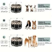 1PC Durable Portable Pet Playpen, Three Sizes Available, With Foldable Dog Playpen, Pet Cat Playpen, Suitable For Indoor Cats, Outdoor Tent Cage, Suitable For Kittens And Puppies, Suitable For RV Campers, Durable Oxford Cloth With Removable Zipper, Portable Octagonal Design - 彩色 - 查看 7