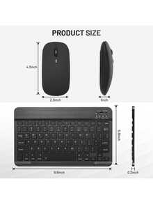 Kabelloses Tastatur-, Tablet-, Tasten- und Mausset, tragbares und geräuschloses Set - Schwarz - Übersicht 5