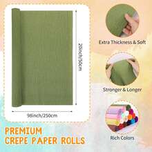 1 Roll Crinkle Paper, Thicker & Longer Options, Colored Thick Crinkle Paper Roll, Comes With 10pcs Green Floral Stem Wire, Suitable For Making Flowers, Origami And Party Decorations, Wedding And Party Handmade Bouquet Materials - Craft Supplies - Multicolor - View 8