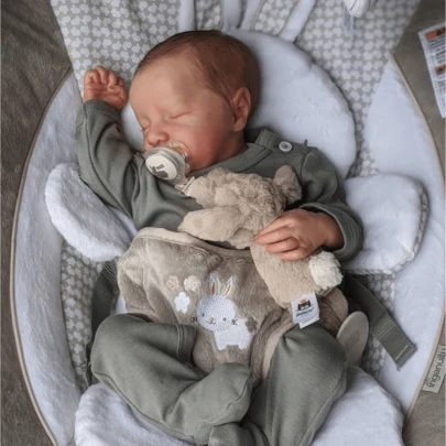 17 Inch Lifelike Reborn Baby Doll, 43cm Full Silicone Vinyl Boy/Girl Body Handmade Art Doll, Like A Real Baby, 3D Painted Skin, Visible Veins Vinyl Limbs, Realistic Detailed Hand Painted Hair ,Anatomically Accurate - Perfect Collectible Art Baby Reborn Doll Christmas Gift/Birthday Gift/Thanksgiving Gift