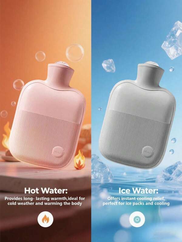 1 pieza Bolsa de agua caliente llena de agua, tapa de tela de pelo de conejo artificial, compresa caliente para niña, para calentar el estómago, bolsa de agua caliente de tamaño pequeño, con asa para rellenado de agua, bolsa térmica, para lavar y calentar (Debido a diferentes lotes, el patrón y el color de la bolsa interna pueden variar. Nos disculpamos sinceramente por cualquier inconveniente.)