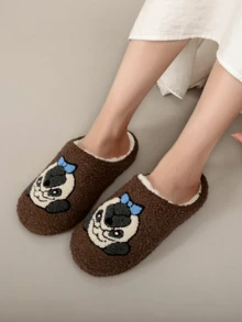 Nuevas zapatillas de casa de felpa con bordado de gato de dibujos animados para hombres y mujeres, zapatillas de invierno - Multicolor - Ver 6