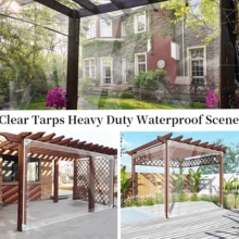 Clear Tarps Heavy Duty Water Resistant,14Mil Thickened Transparent Tear Resistant PVC Vinyl Tarpaulin Enclosurewith Grommets And Reinforced Edges For Patio,Porch And Outdoor - 透明 - 查看 6