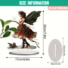 Dekorative Acryl Weihnachts-Feenfigur mit Ständer - Tischbeleuchtung Dekoration, multifunktionale englische Plakette für Zuhause und Büro, perfekt für Schlafzimmer, Garten, Wohnzimmer, Küche - 1 Stück