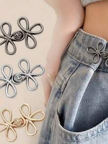 Adjustable Lucky Knot Denim Belt - Seamless Buckle, Reusable Metal Waist Adjuster, Multiple Colors Available, Cheongsam Buckle, Easily Solves Loose Waist Issue For Jeans And Casual Pants, Suitable For All Ages And Genders, The Ideal Choice For Fashion Enthusiasts Seeking Easy Waist Adjustment. - Multicolor - View 2
