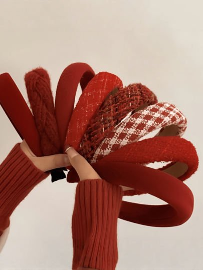 1PC Autumn Winter Luxurious Christmas Red Hair Hoop - Vintage Headband, Hairband For Women