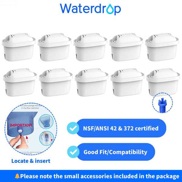 Waterdrop Water Filter Cartridges, Replacement For Bri Ta Maxtra+® Plus, Maxtra Pro® All-In-1, Compatible With Marella® Jug, Kettle, Reduce, /, TÜV SÜD, NSF Certified (10)