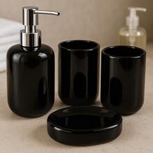 Lavabo Kit Ceramic Bathroom Set 2 Or 3 Pieces - 4 miếng màu đen trơn - Xem 2