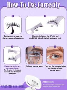 Set de 5 cajas de pestañas magnéticas con 1 aplicador - No se necesita pegamento, extensiones de pestañas postizas reutilizables, aspecto natural, múltiples estilos, fácil de aplicar, perfecto para todas las ocasiones | Kit de extensión de pestañas - Negro - Ver 6