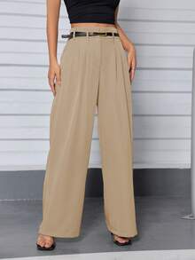MODA MO, REF: 3264 Women's High-Waisted Pants | Elegant And Sophisticated | Modern Casual Style | Timeless Look | Comfort And Style For Everyday Life - Màu be - Xem 1