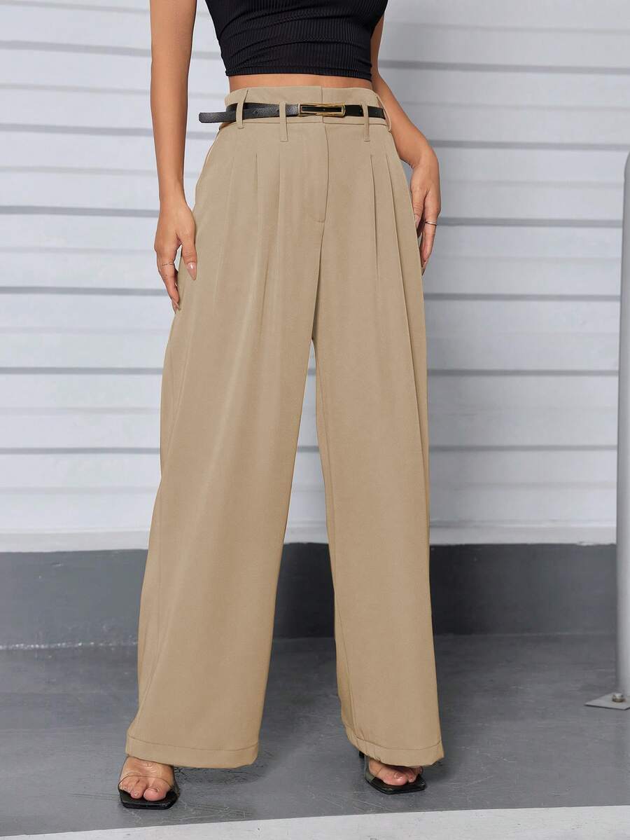 MODA MO, REF: 3264 Women's High-Waisted Pants | Elegant And Sophisticated | Modern Casual Style | Timeless Look | Comfort And Style For Everyday Life - Màu be - Xem 1