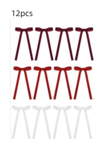 12/24/48 szt. Aksamitne kokardy świąteczne w stylu vintage do dekoracji choinki, rustykalne rękodzieło i prezenty, klasyczne kokardy z poliestrowej wstążki na Boże Narodzenie, Walentynki, ślub, urodziny, święta, dekoracje do domu i na wesele