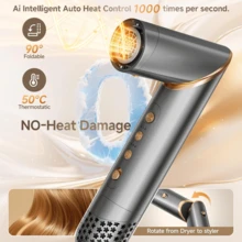UKLISS 2 mil millones de iones negativos Juego de cepillo de aire caliente 8 en 1, alisador y rizador automático y secador de pelo, motor sin escobillas de alta potencia a 110,000 RPM, 1400W de alta potencia y calentamiento rápido, estilizador de aire de alta velocidad, cepillo para el cabello, secador de pelo, rizador para izquierda y derecha, rizado potente, secado rápido, herramienta alisadora, apta para todo tipo de cabello, gran regalo para el peinado (gris dorado)