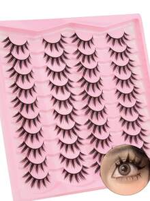 20 对湿睫毛漫画角色扮演自然纤细仙女十字架蓬松睫毛延长化妆工具条状睫毛、睫毛、假睫毛、尖尖浓密戏剧娃娃睫毛日本韩国睫毛 - 俄羅斯條狀假睫毛 - 查看 4