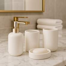 Lavabo Kit Ceramic Bathroom Set 2 Or 3 Pieces - 4 miếng màu trắng trơn - Xem 2