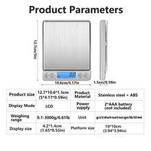 AOYI Small Digital Kitchen Scale For Baking, Precision Weight Scale Grams And Ounces For Jewelry, 3kg/6.6lb, Portable Battery Operated Scale With Tray For Food Cooking, Weighing Scales For Measuring, Sourdough Bread, Tracking Intake, Battery Not Included