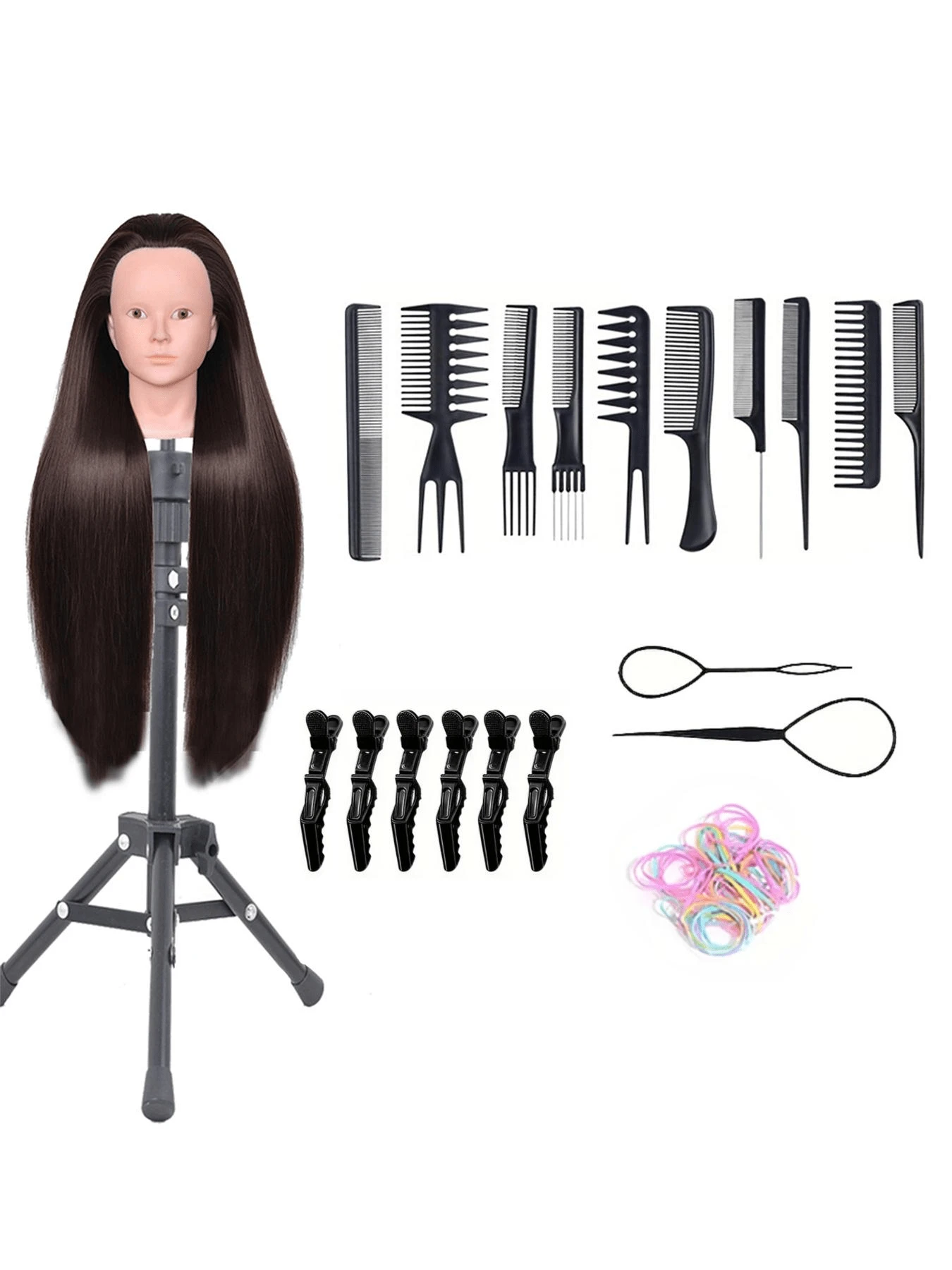 Professional 26 Inch Makeup Practice Head With Wig Weaving Tool And Desktop Stand - DIY Hairstyle Toolkit, Suitable For Beauty Students And Beginners In 2025 # Practice Head Model # Attached Styling Tool # Limited Time Discount