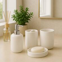 Lavabo Kit Ceramic Bathroom Set 2 Or 3 Pieces - 4 miếng màu trắng trơn - Xem 4