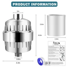 FEELSO 20 Stage Shower Filter, Upgraded High Output Universal Shower Head Water Softener Filter For Hard Water Remove Chlorine Fluoride Heavy Metals Sediments Impurities - 均碼 - 查看 3