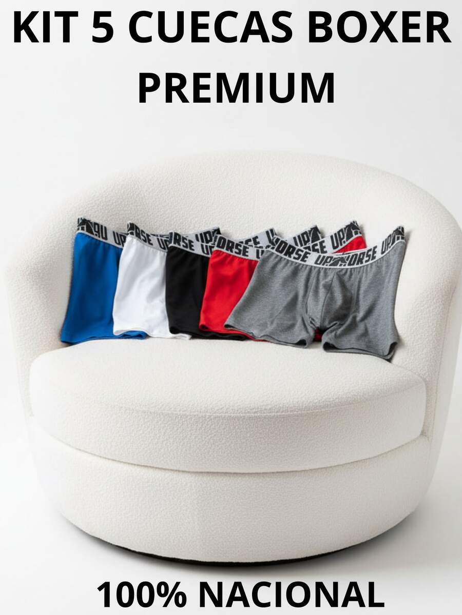 Kit 5 Cuecas Boxer Masculina Microfibra Modelo Box Tradicional Multimarcas Tecido Premium Casual