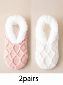 2 Pares de Meias Grossas Antiderrapantes para Piso de Inverno, Meias Quentes e Grossas, Forradas Termicamente, Fofas, Anticongelantes para Uso em Casa - Multicolorido - Visão 13