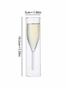 1pc Premium French Style Creative Glass Cup, Transparent Glass Cup, Double Layer Personalized Stemware, Glass Coffee/Beverage Cup - Clear - View 9