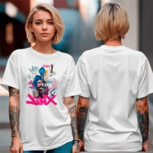 Camiseta Casual Jinx League OfLegends RiotGames Em Algodão - Branco - Visão 3