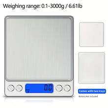 AOYI Small Digital Kitchen Scale For Baking, Precision Weight Scale Grams And Ounces For Jewelry, 3kg/6.6lb, Portable Battery Operated Scale With Tray For Food Cooking, Weighing Scales For Measuring, Sourdough Bread, Tracking Intake, Battery Not Included