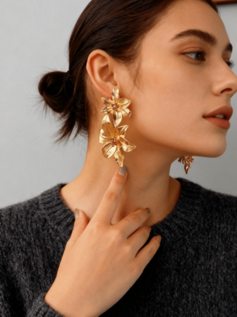 1 Pair Fashionable Floral Design Earrings, Versatile Minimalist Style Earrings For Women