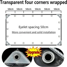 Clear Tarps Heavy Duty Water Resistant,14Mil Thickened Transparent Tear Resistant PVC Vinyl Tarpaulin Enclosurewith Grommets And Reinforced Edges For Patio,Porch And Outdoor - 透明 - 查看 7