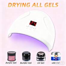 36W 12 LED lámpara de uñas rosa inteligente con sensor, luz de curado UV/LED, pantalla digital y función de temporizador, adecuada para diferentes gels de uñas. - Blanco - Ver 3