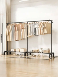 1PC Freestanding Hanger Double Pole Multi-Functional Bedroom Clothing Rack,Metal Clothes Hanger Organizer And Black Clothes Stand With Wheels,Can Be Used To Hang Clothes And Hats, And Is Suitable For Storage In Bedrooms, Offices, Dormitories, Weddings, Parties, Christmas, Halloween, New Year And Birthdays,Christmas ,Christmas Decorations,Xmas,Christmas Ornaments,Christmas Bauble,Gifts For Women - Multicolor - View 11